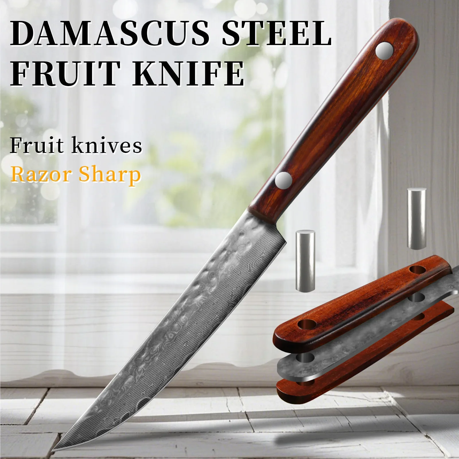 Wok Carbon Steel - Couteau à fruits en acier Damas