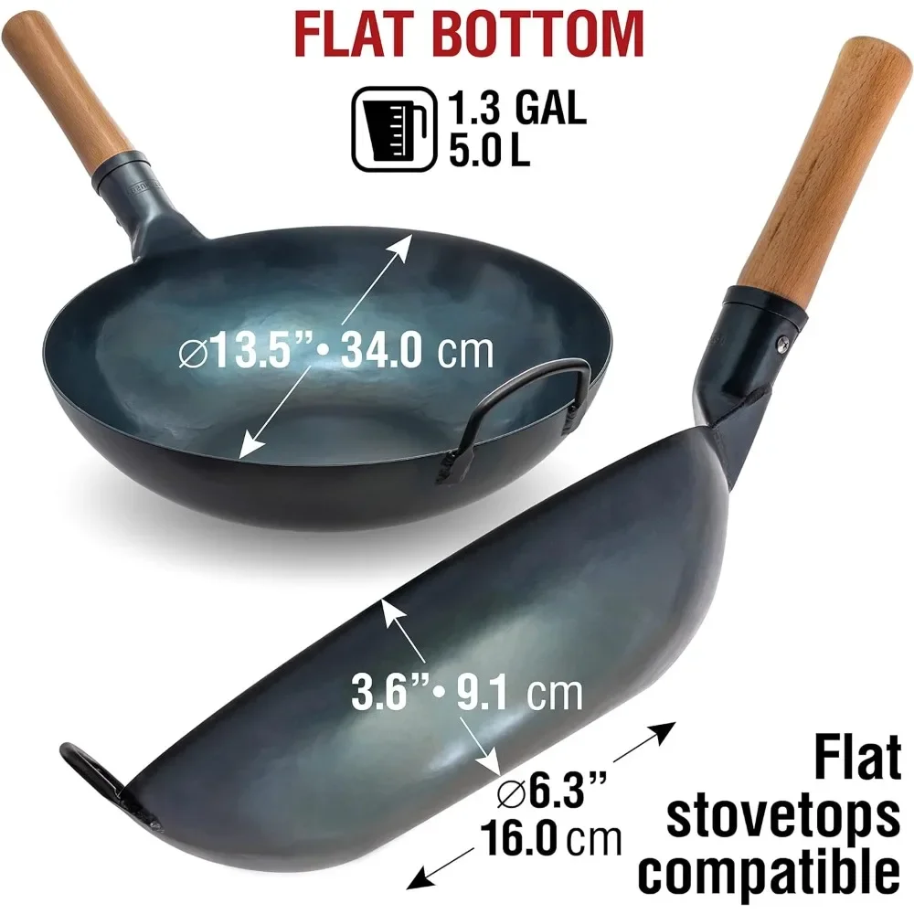 Une poêle Wok à fond plat - Wo - Wok Carbon Steel avis et prix